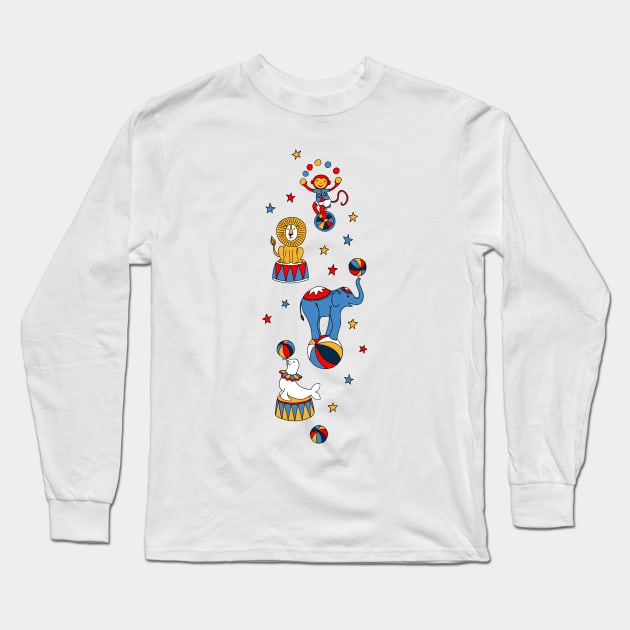 Little Circus Stars on White Long Sleeve T-Shirt by micklyn